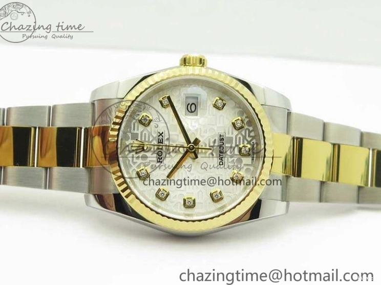 116234 36mm Oyster DJF YG Datejust Edition 1:1 Bracelet V2 Dial On SA3135 Fluted SS White Best Com 1129